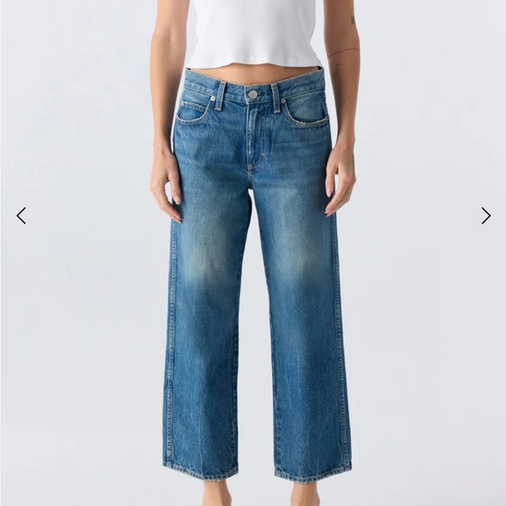 AMO Blue Flare Wide Leg Jeans High Rise